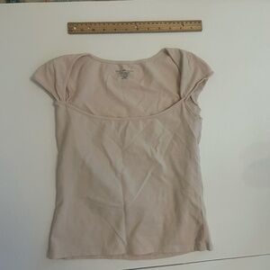 Brandy Melville Boat Neck T-Shirt Tan/Peach.